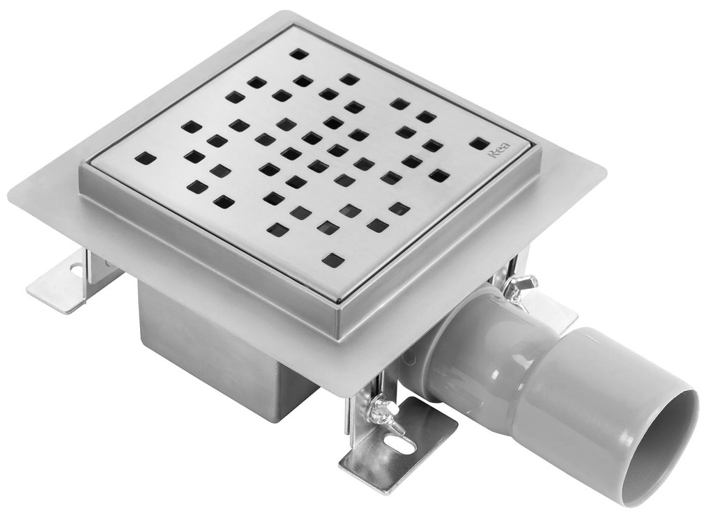 Lineaire afvoer REA DOTS Brush Steel 12x12