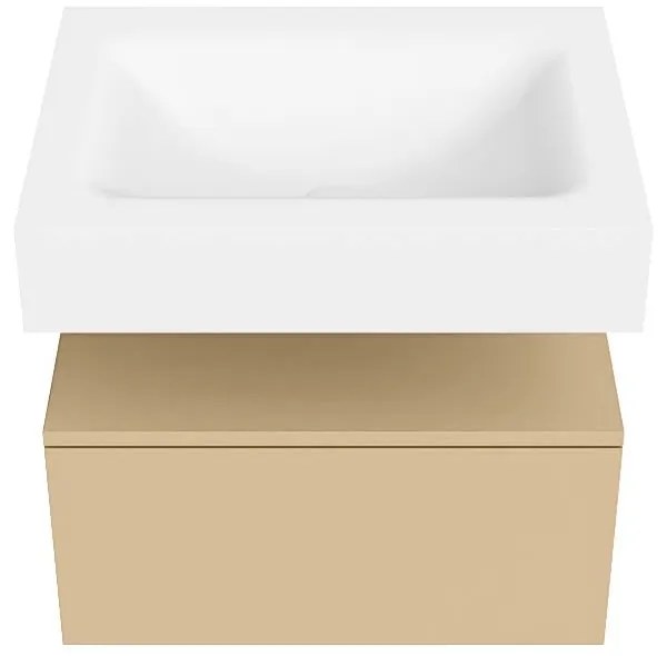 Zaro Alan badmeubel 60cm sand 1 lade met vrijhangende wastafel cloud midden zonder kraangat talc