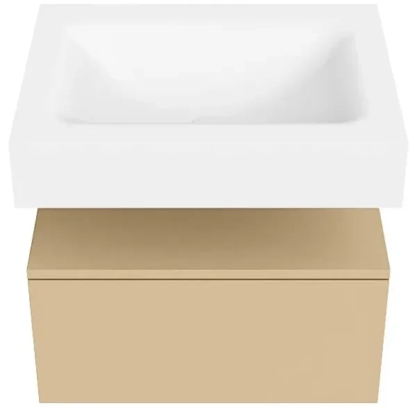 Zaro Alan badmeubel 60cm sand 1 lade met vrijhangende wastafel cloud midden zonder kraangat talc