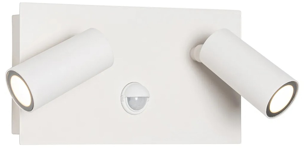Buiten wandlamp wit incl. LED 2-lichts bewegingssensor- Simon