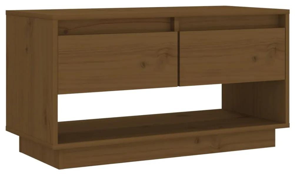 vidaXL Tv-meubel 74x34x40 cm massief grenenhout honingbruin