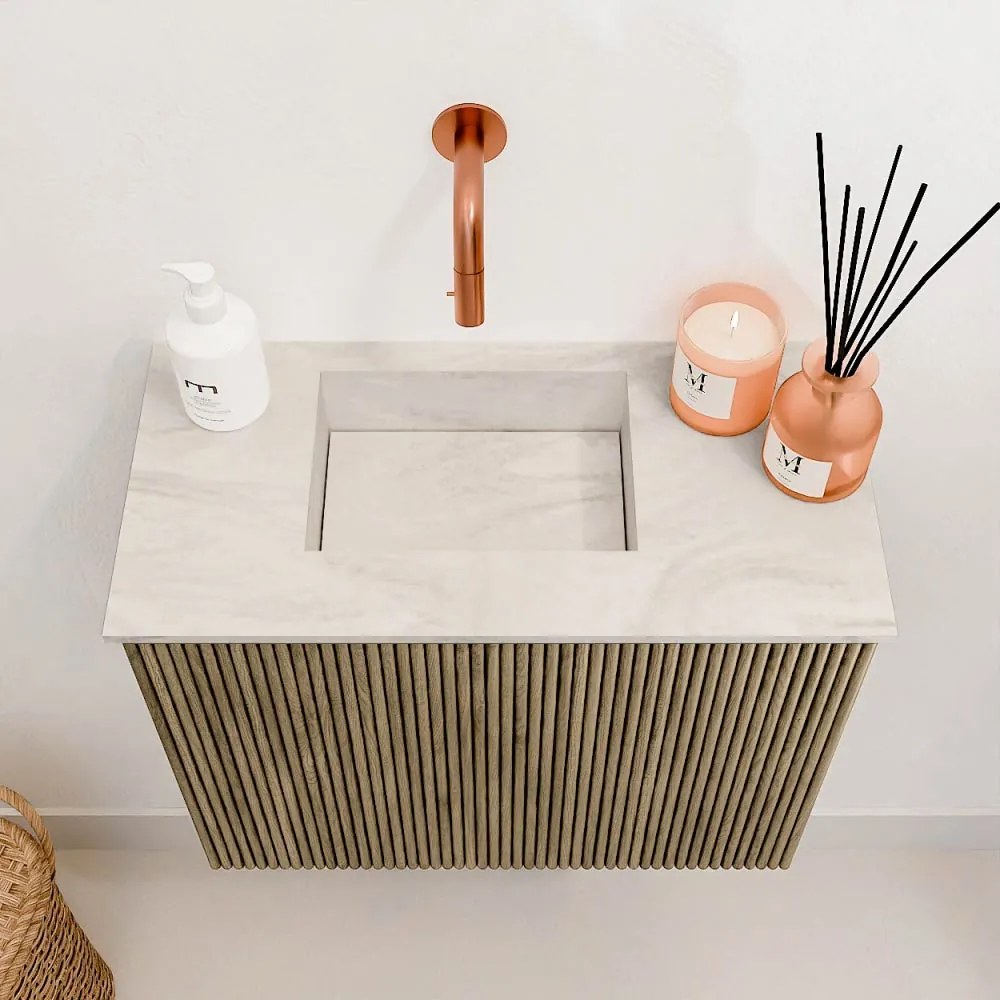 Mondiaz Joya DLux 50cm toiletmeubel dusk met wastafel faye links zonder kraangat ostra