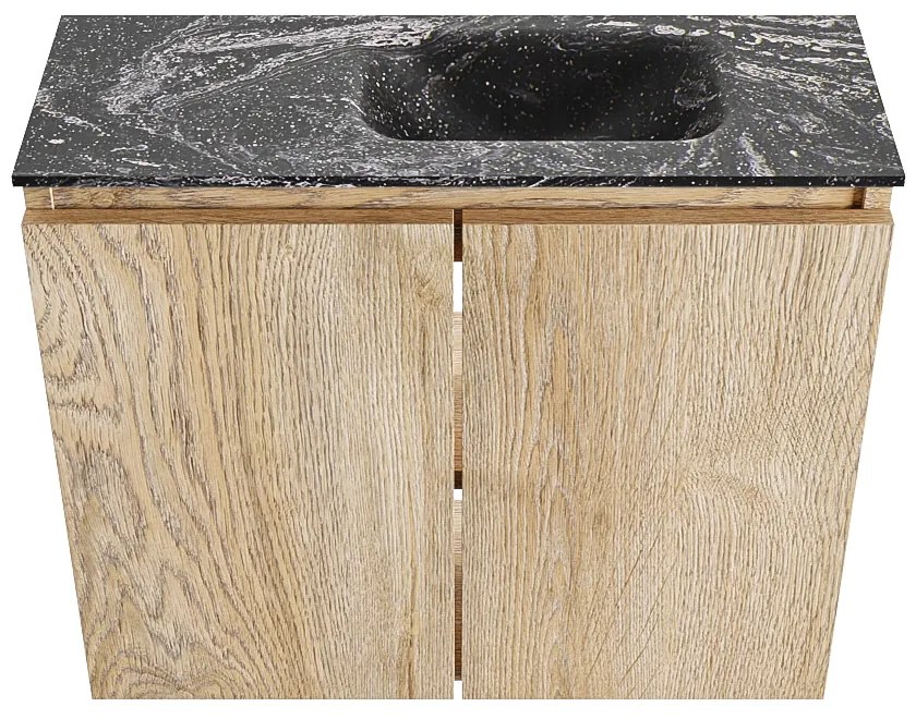 Mondiaz Ture DLux toiletmeubel 60cm washed oak met wastafel lava rechts zonder kraangat