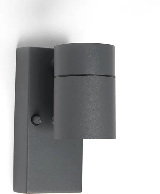 Buiten wandlamp met schemerschakelaar / dag-nacht sensor met bewegingsmelder antraciet IP44 met schemersensor - Solo Modern GU10 IP44 Buitenverlichting cilinder / rond