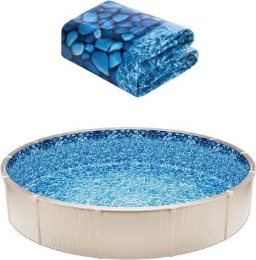 VEVOR ronde zwembadfolie, φ244x147 cm, binnenfolie, vervangingsfolie, binnenbekleding, zwembadfolie, vinylfolie met overlappende randen en standaarddikte, geschikt voor opzetzwembaden met een wandhoogte van 137 cm