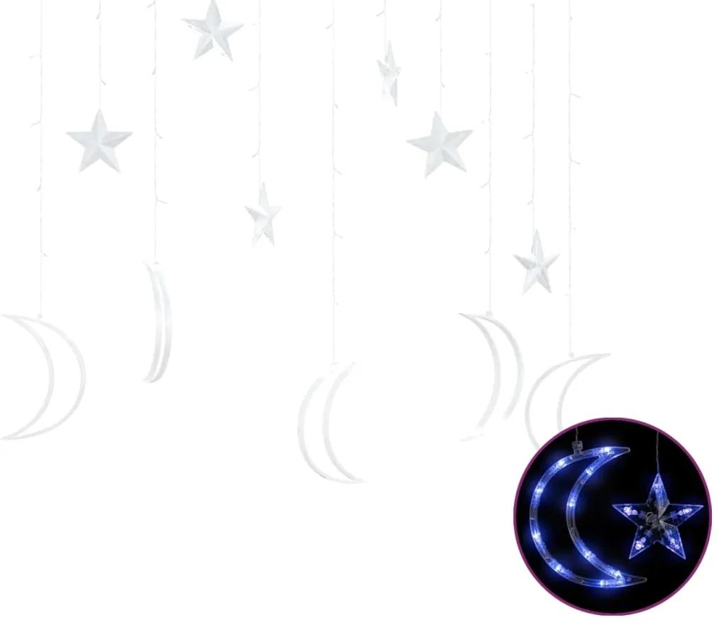 vidaXL Lichtslinger ster en maan afstandsbediening 138 LED's blauw