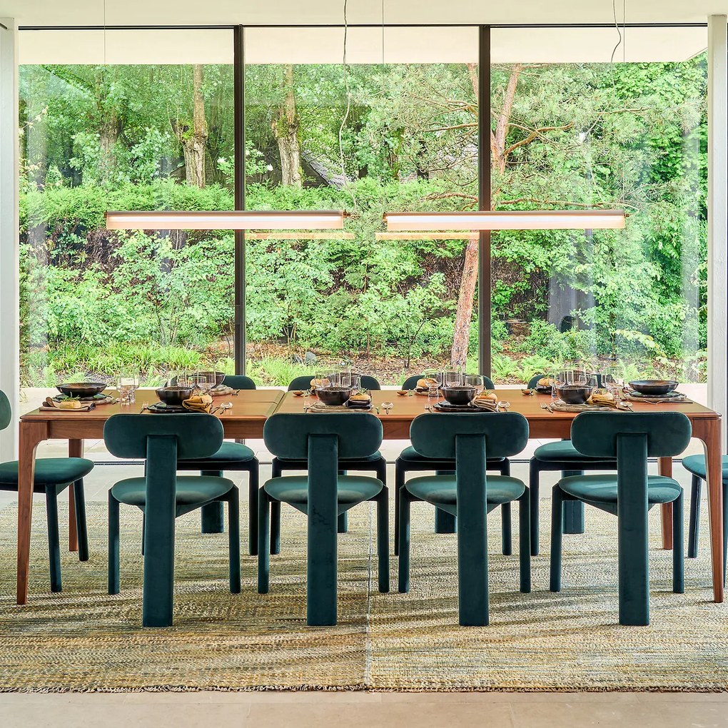 Hanglamp lineair glazen buis en staal, Strozzi