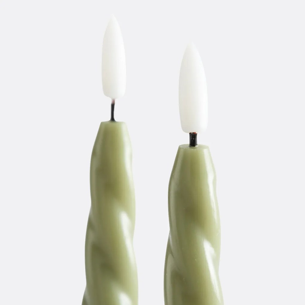 Set van 2 gedraaide LED kaarsen in wax, Caspar