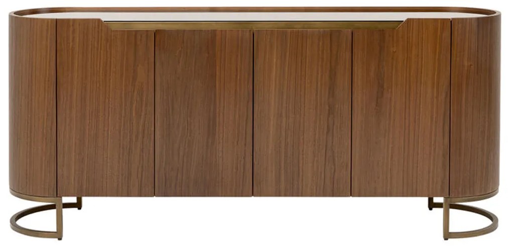 Kare Design Giorgio Ovaal Dressoir Walnoot En Messing - 180x42x80cm.