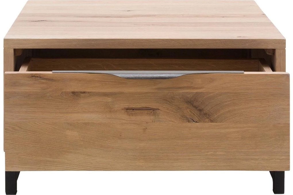 Goossens Hoektafel Max, hout eiken onbewerkt, urban industrieel, 65 x 37 x 65 cm