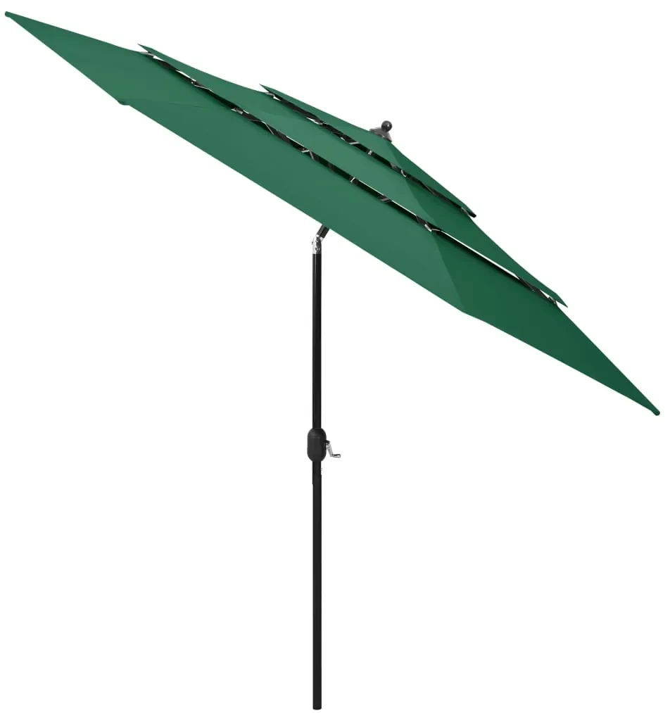 vidaXL Parasol 3-laags met aluminium paal 3 m groen