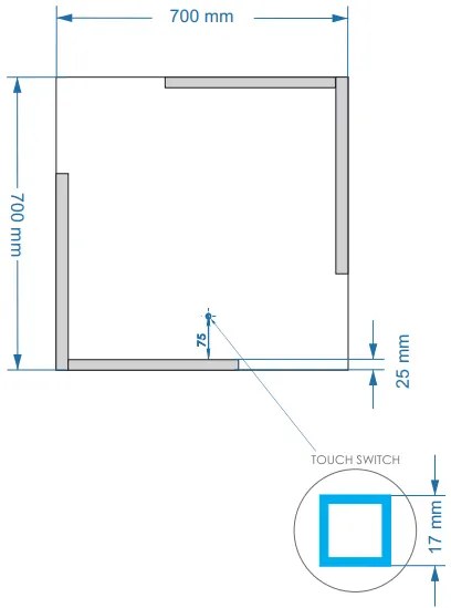 Sanigoods Line spiegel met LED-verlichting en verwarming 70x70cm