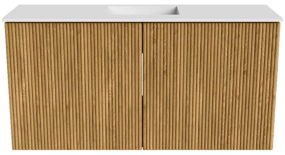 Mondiaz Joya 80cm toiletmeubel oak met wastafel faye midden zonder kraangat talc