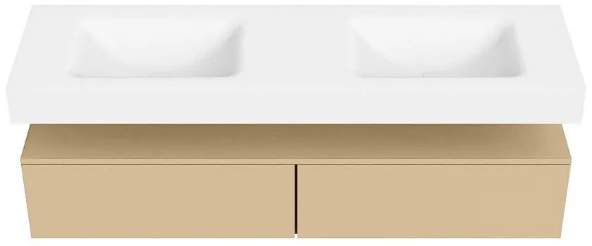 Zaro Alan badmeubel 160cm sand 2 lades met vrijhangende wastafel cloud dubbel 2 kraangaten talc