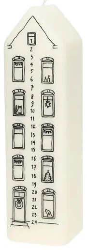 Adventskaars, huis, wit, 20 cm