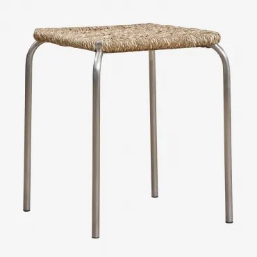 Set Van 2 Stapelbare Lage Krukken Van 45 Cm In Roestvrij Staal Narnial Roestvrij Staal - Jute - Sklum