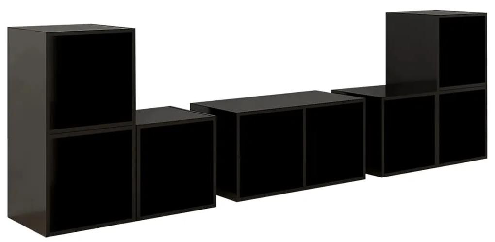 vidaXL 6-delige Tv-meubelset spaanplaat hoogglans zwart