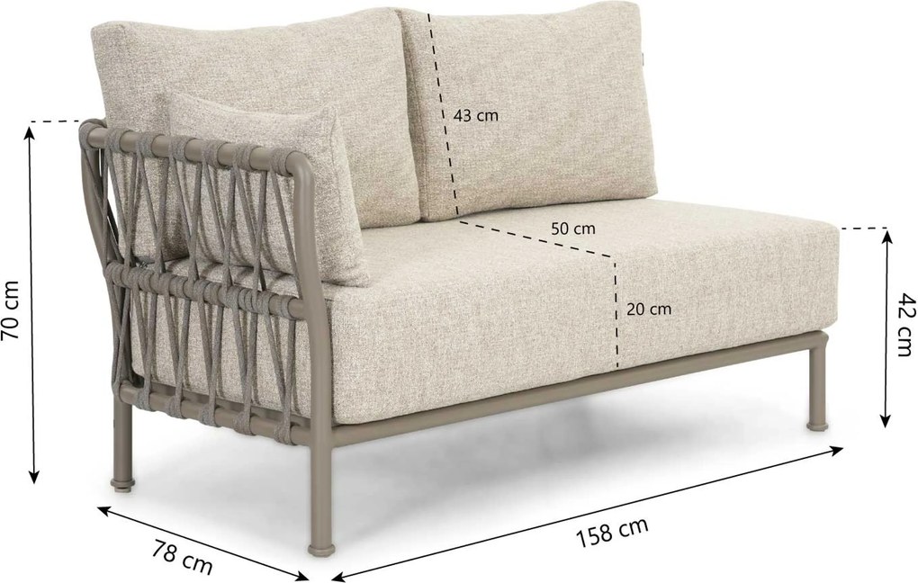 Hoek loungeset 5 personen Rope Taupe Santika Furniture Santika