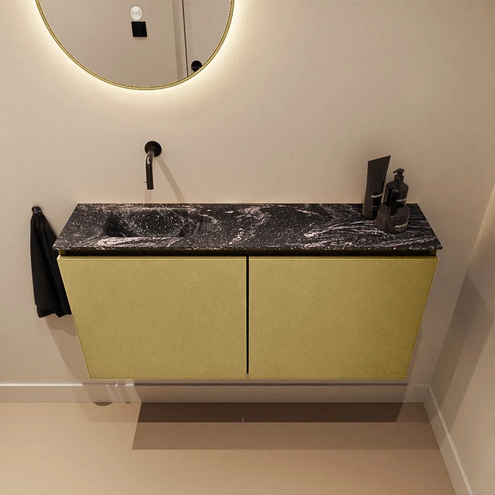 Mondiaz Ture DLux toiletmeubel 100cm oro met wastafel lava links zonder kraangat