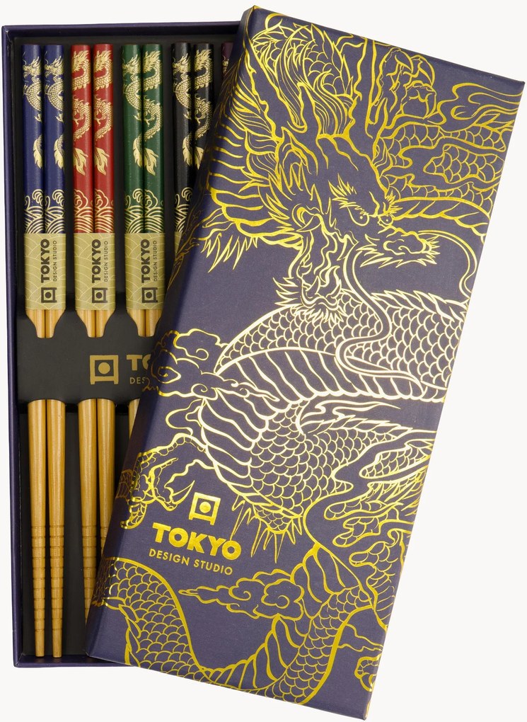 Bamboe eetstokjes Draak, 5-delig