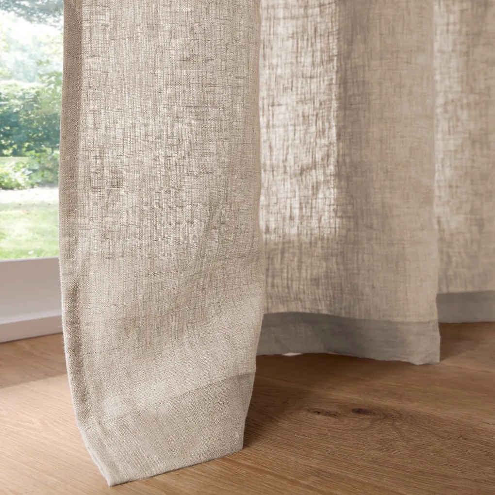 Linnen gordijn met grote breedte en plooien, Onega