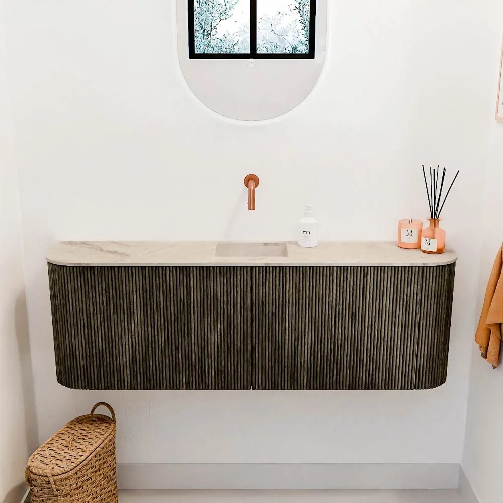 Mondiaz Joya DLux 125cm toiletmeubel ronding links/rechts shadow met wastafel faye midden zonder kraangat frappe