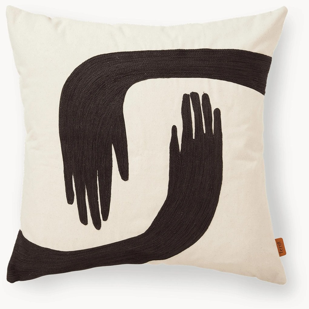 Handgeborduurd kussen Pose van biologisch katoen