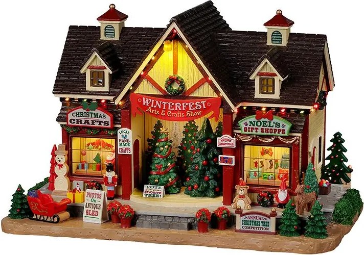 Lemax - 'Winterfest Arts &amp; Crafts Show' - Verlichte Gebouw - Inclusief adapter