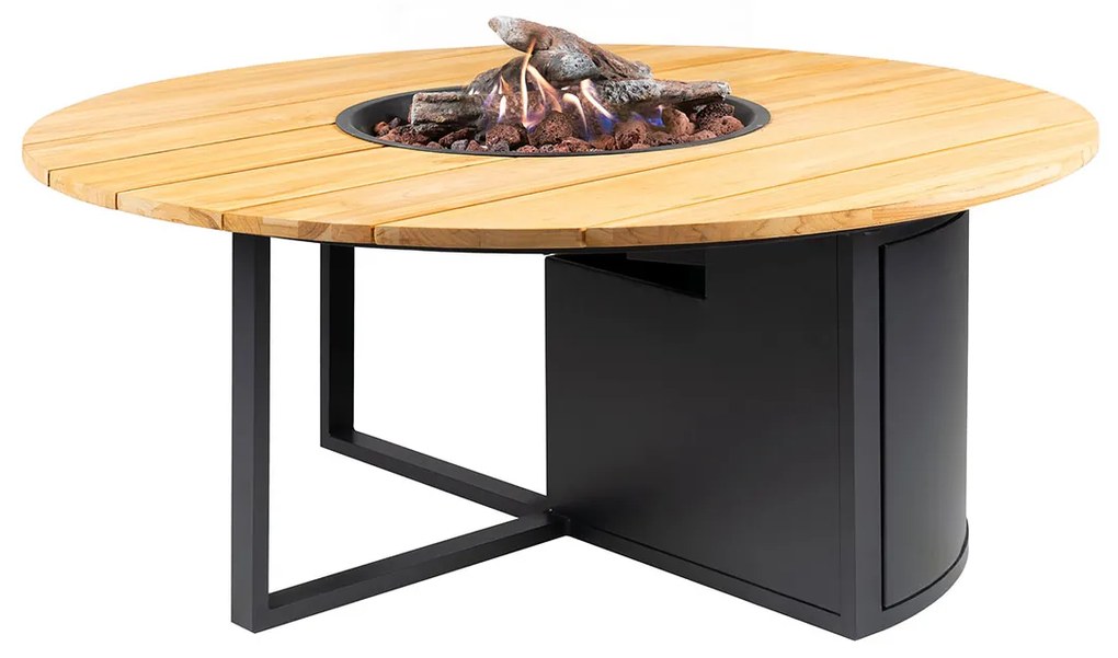 Cosiloft vuurtafel 120 cm rond zwart teak