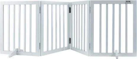 VEVOR vrijstaande hondenpoort, huisdierpoort, 508 x 610 mm deurveiligheidspoort, 4-delige opvouwbare hondenpoort voor brede en smalle doorgangen, uitvouwbare opvouwbare hondenbarrière, witte trappoort