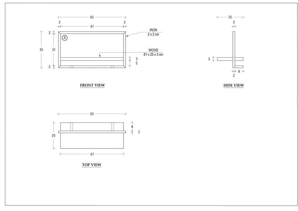 Industriële Wandplank Shelfie A - 65cm X 35cm