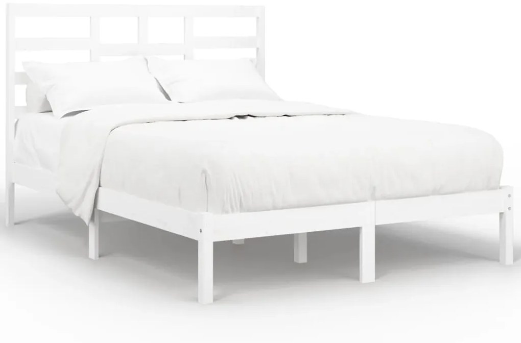 vidaXL Bedframe massief hout wit 140x190 cm