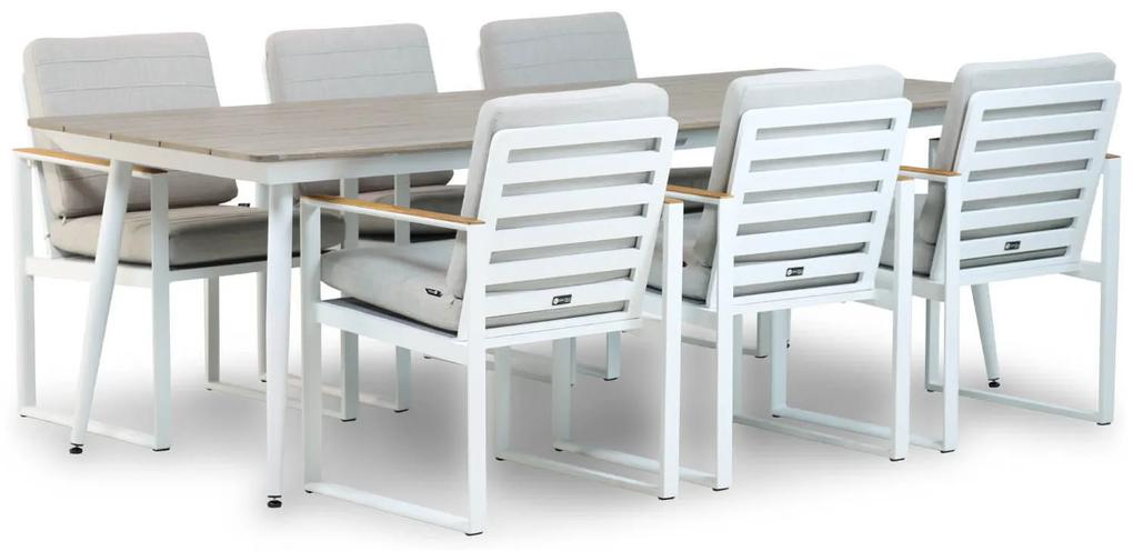 Tuinset 6 personen 240 cm Aluminium/Aluminium/polywood Wit Santika Furniture Soray