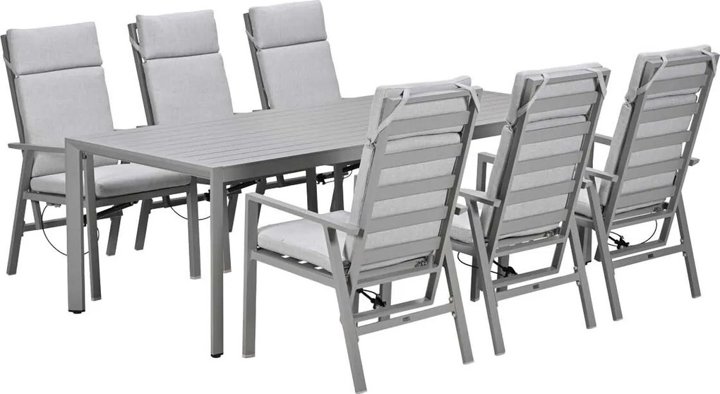 Garden Impressions Kasper tuinset 7-delig - tuintafel 220x93 cm taupe