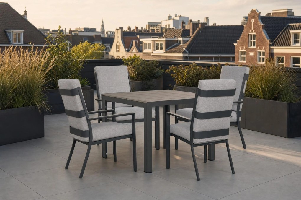 Tuinset 4 personen 929 cm Aluminium Grijs Lifestyle Garden Furniture Lecce/Young