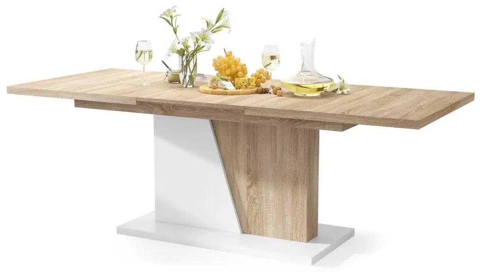 NOBLE NOIR Sonoma Eik/Wit Mat – uitschuifbare tafel tot 218 cm, voor 8, 10 personen.