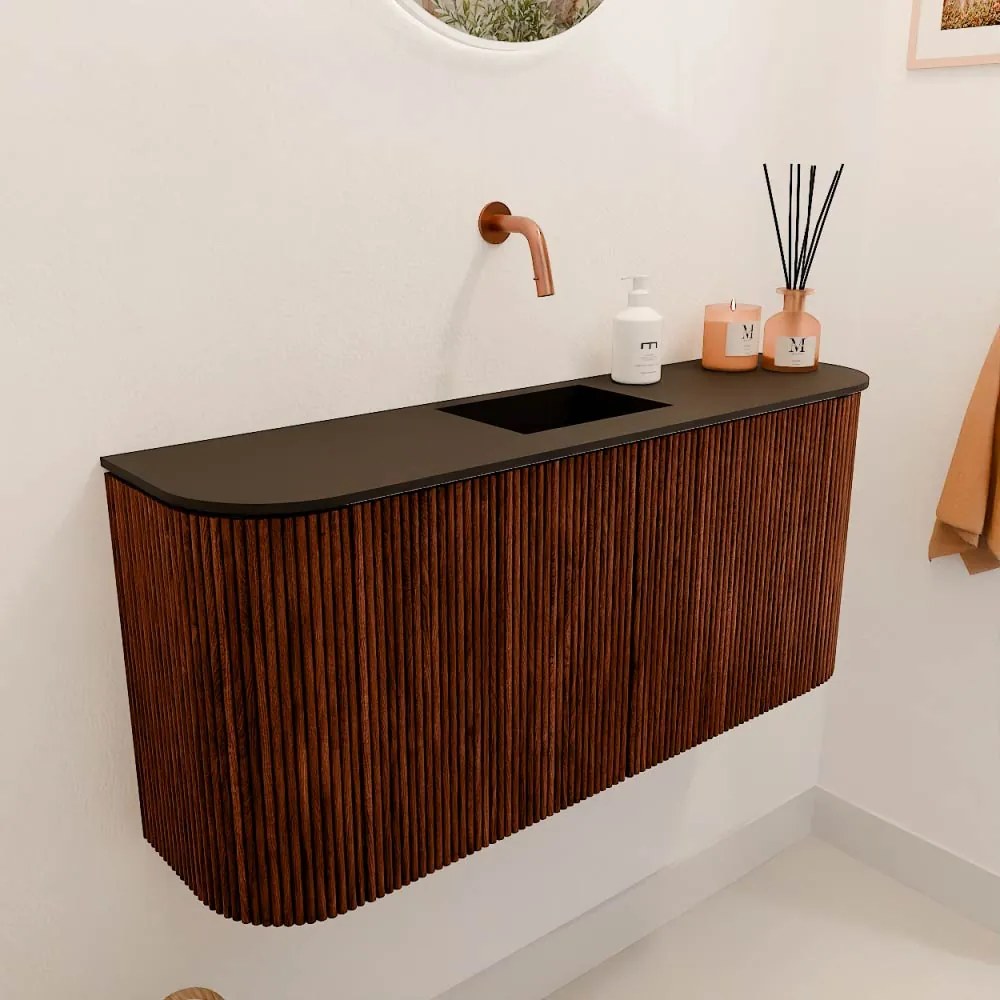 Mondiaz Joya 95cm toiletmeubel ronding links/rechts ruby met wastafel faye midden zonder kraangat urban