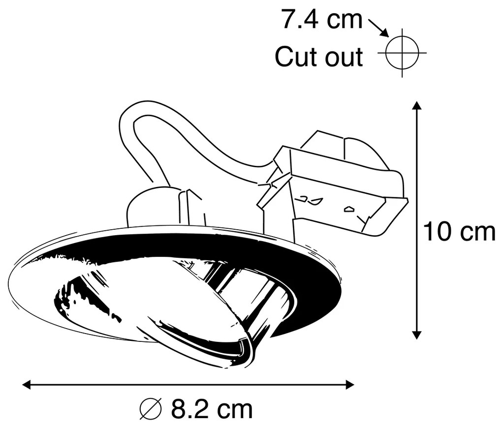 Set van 6 Moderne inbouwspots zwart kantelbaar - Edu Modern GU10 rond Binnenverlichting Lamp