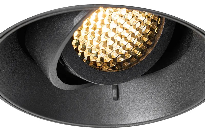 Moderne inbouwspot zwart GU10 rond trimless - Oneon Honey Modern GU10 Binnenverlichting Lamp