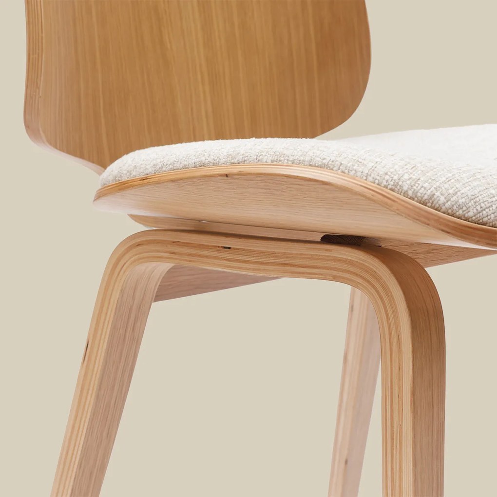 Scandinavische Vintage Stoel Plywood Eiken