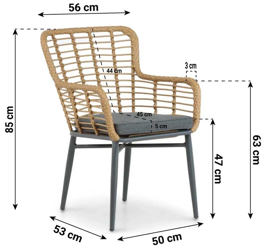 Tuinset 4 personen 180 cm Aluminium/Wicker Taupe De Laan Projects