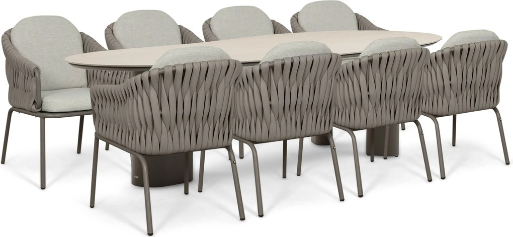 Tuinset 8 personen 300 cm Rope Taupe Santika Furniture Santika