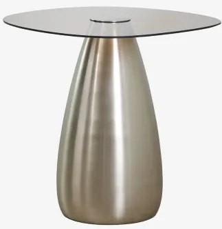 Vierkante Bijzettafel 50x50 Cm Van Gehard Glas Mariana Geborsteld Grijs - Sklum