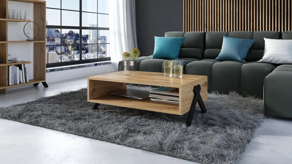 VIK S-90, Ambachtelijk Eiken - MODERNE KOFFIETAFEL VOOR DE WOONKAMER