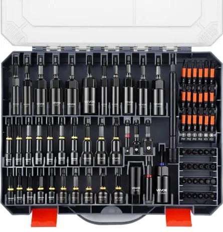 VEVOR Dopsleutelset, 80-delig, SAE &amp; metrisch, magnetische doppen, met stelschroef, verlengstukken, universele doppen en gereedschapskoffer, voor autoreparaties en doe-het-zelfprojecten.