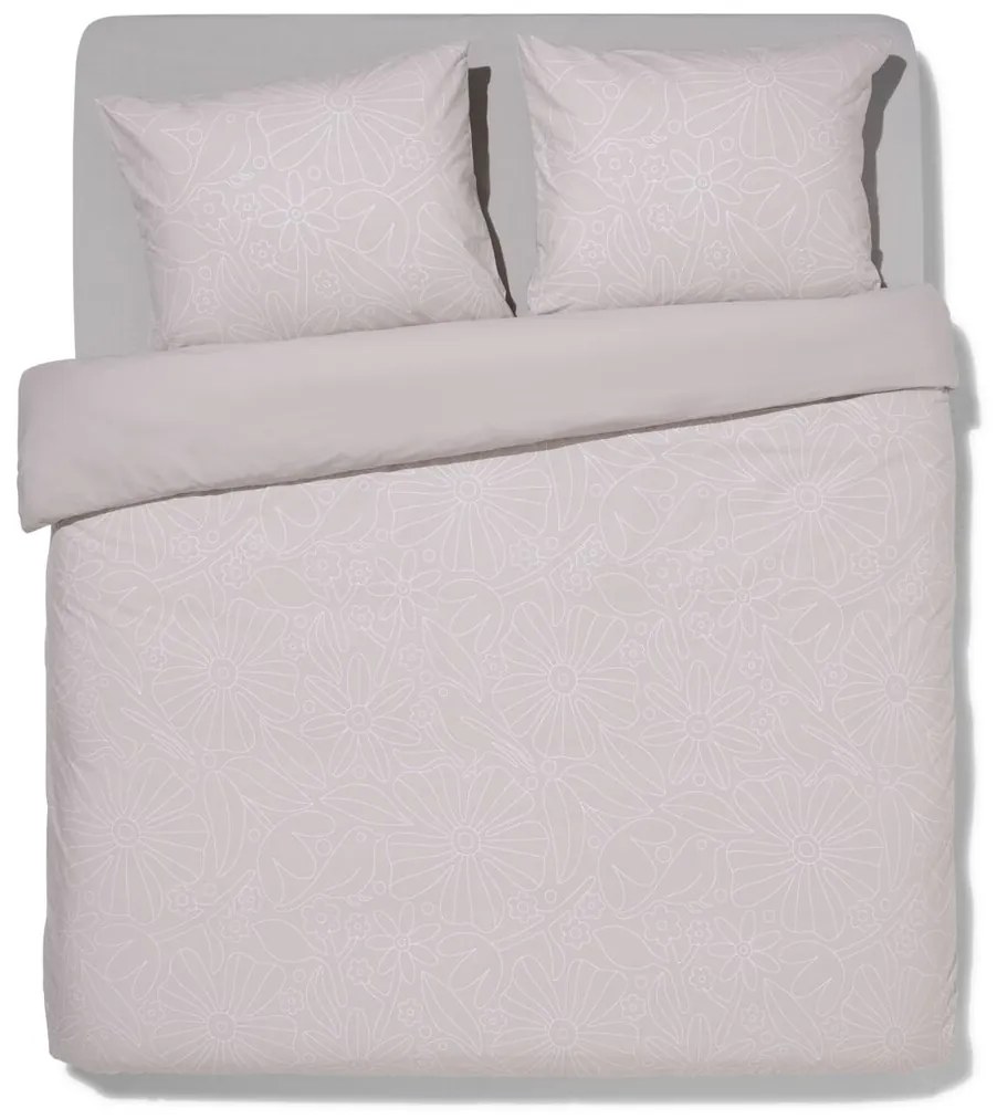 HEMA Dekbedovertrek Katoen 200x200/220 Beige Stiksel (wit)