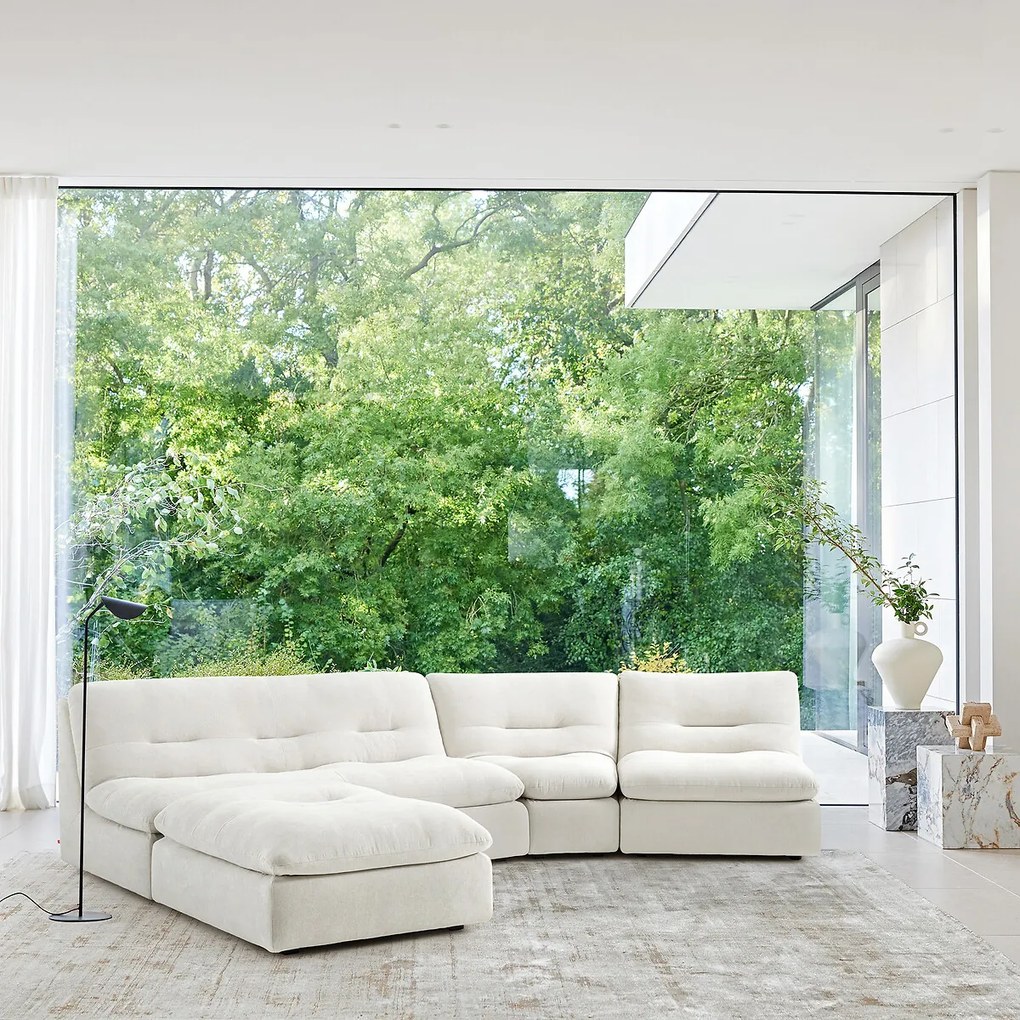 Modulaire 3-zitsbank in geribbeld polyester, Giuliano