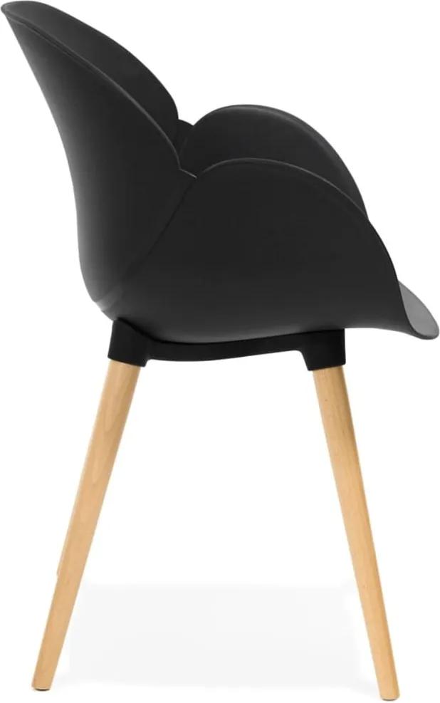 Zwarte stoel met Scandinavisch design ‘PICATA’ met houten poten