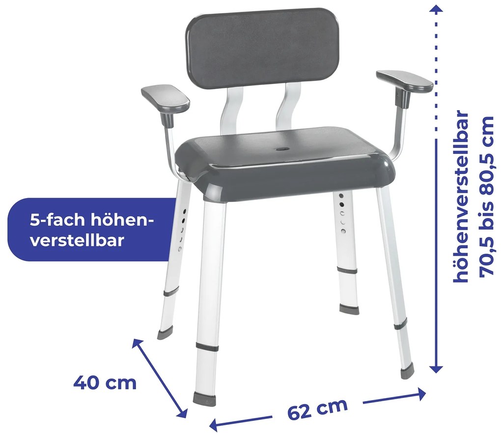 Wenko Secura Premium badkamerstoel met rug en armleuning