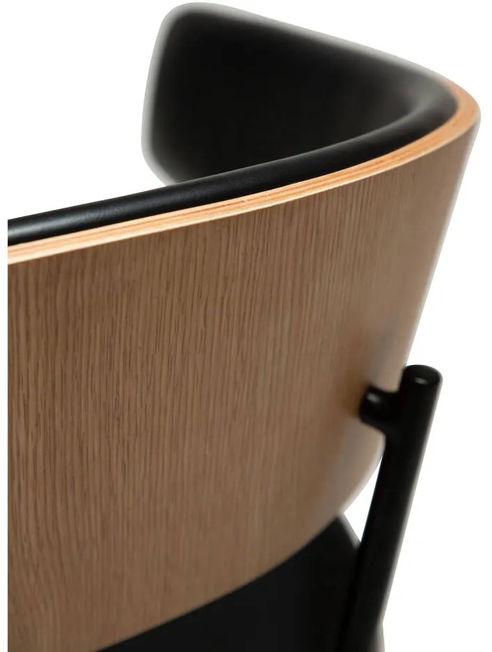 Goossens Eetkamerstoel Geneve zwart kunstleer met armleuning, modern design